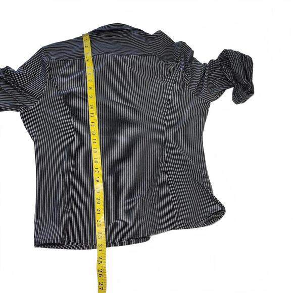 Express Women's XL Black and White Striped Button-Up Blouse - Picture 7 of 8